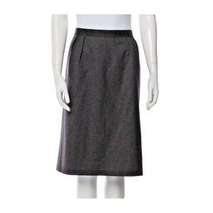 Celine Vintage Wool Skirt - Size 14 US/FR46  Gray  Zip Closure  Archival Design